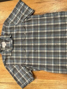 Filson Blue and Gray Plaid Short-Sleeve Button-Down Shirt